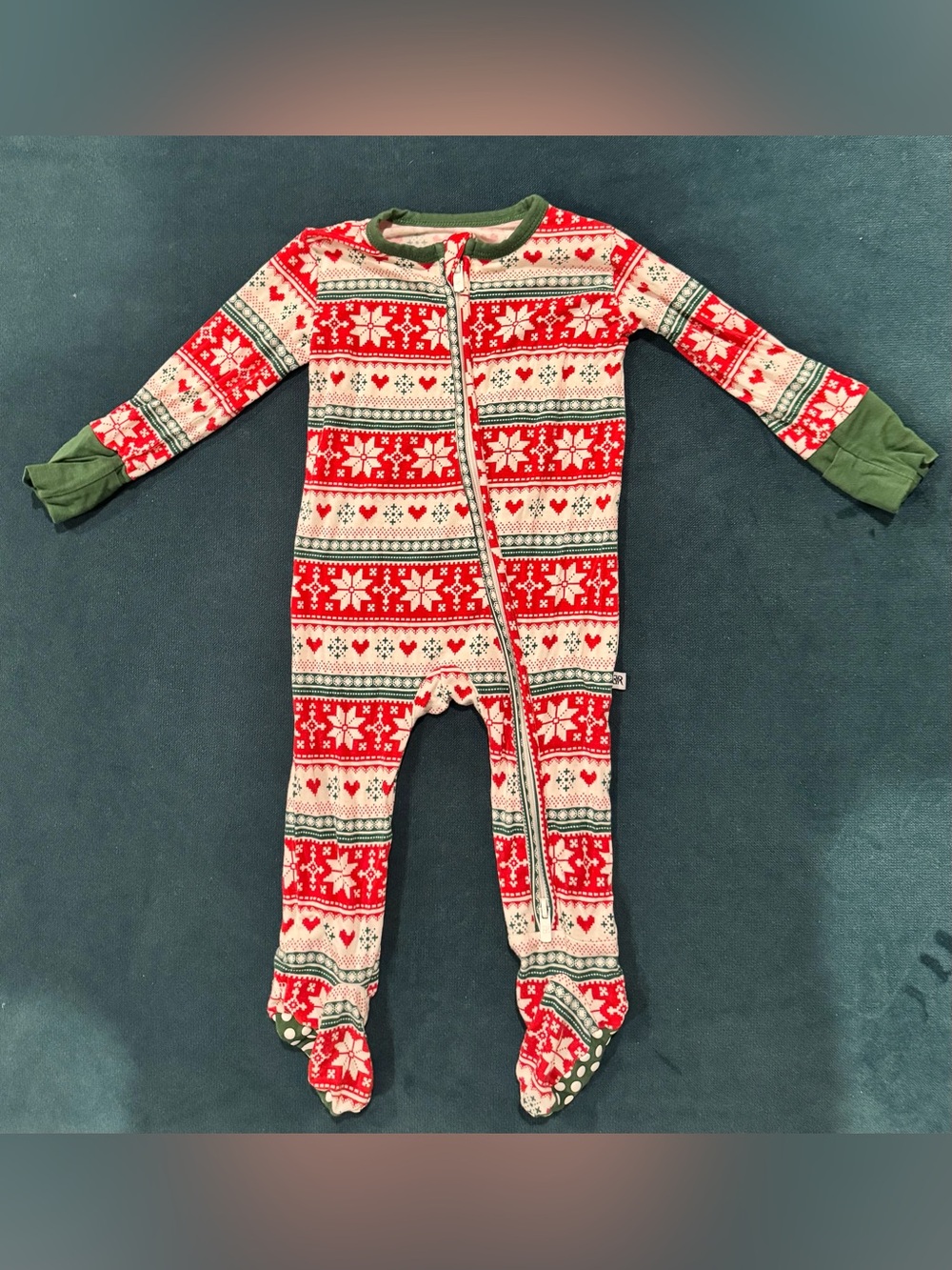 Bums & Roses Bamboo Holiday Print One-Piece Footed Pajamas 3-6M